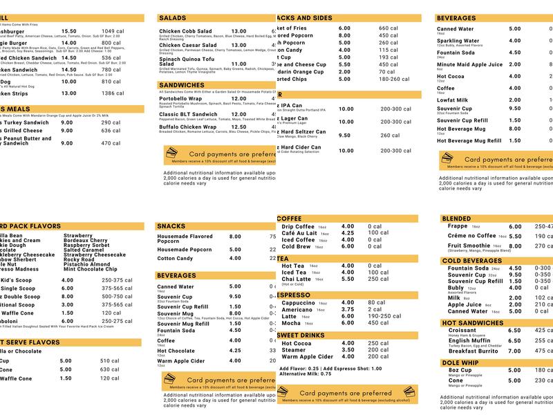 Cascade Cafe Menu