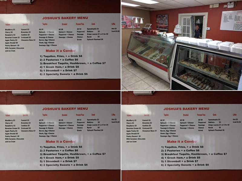 Joshua's Bakery Menu