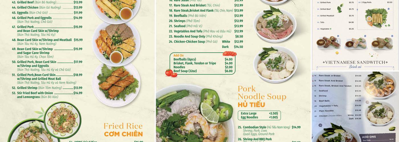 Pho Hong Menu
