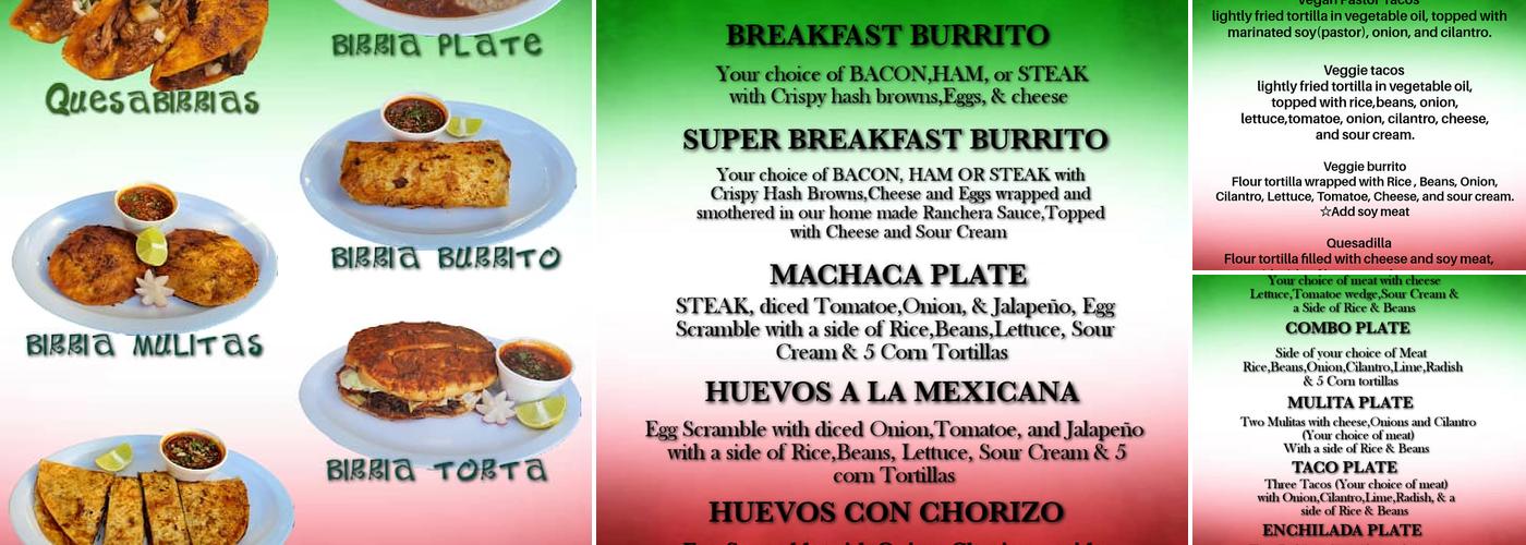 El torito alegre Menu