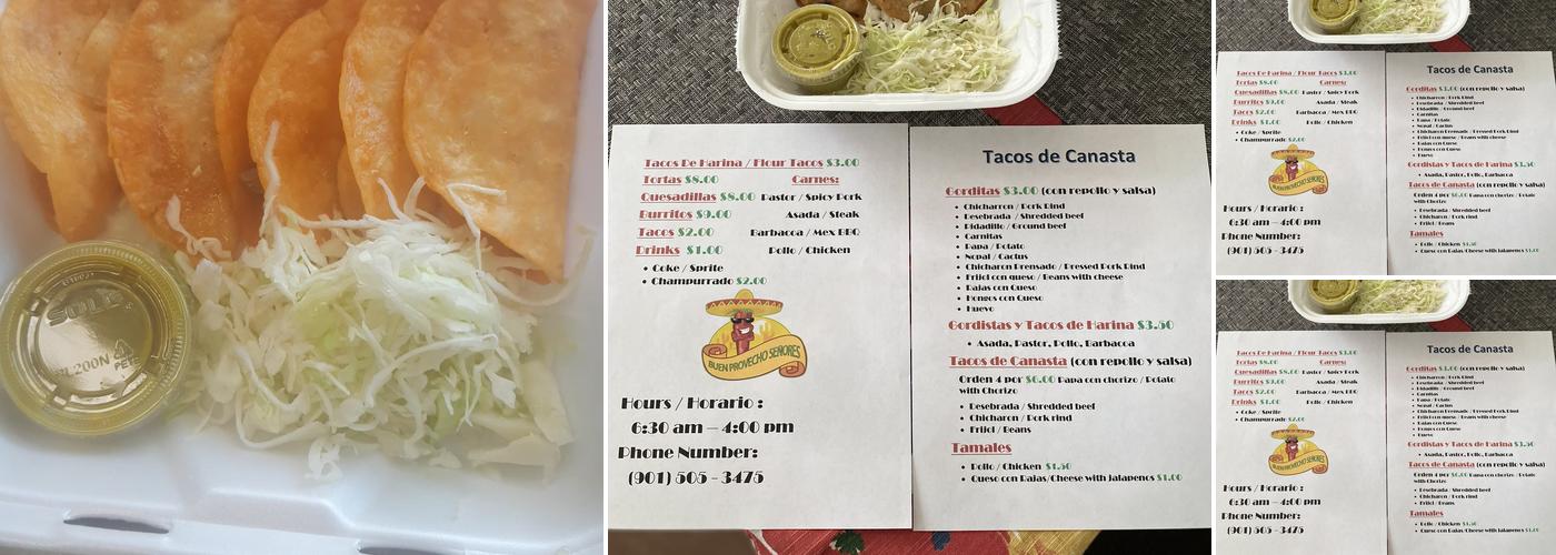 Tacos canasta Menu