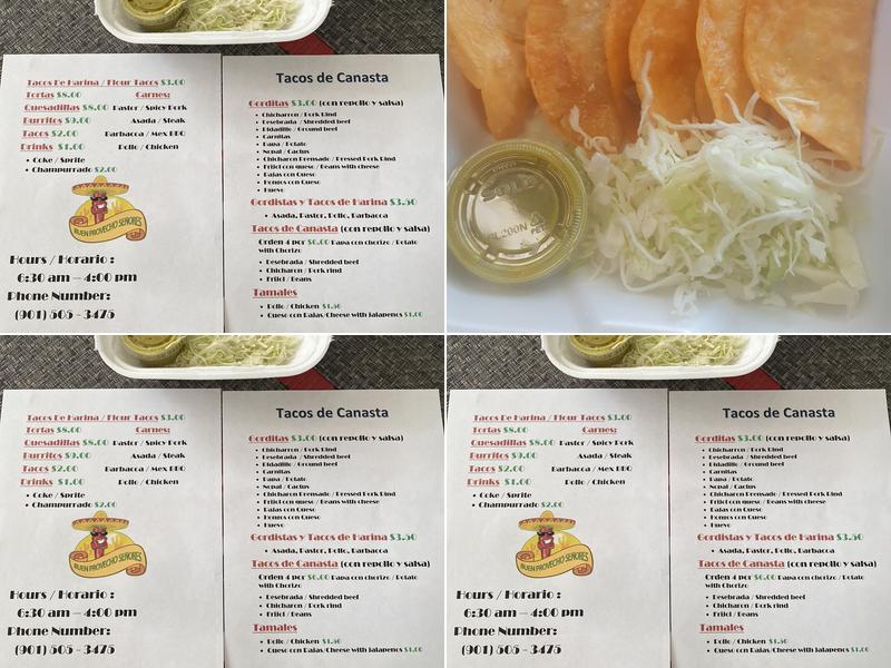 Tacos canasta Menu