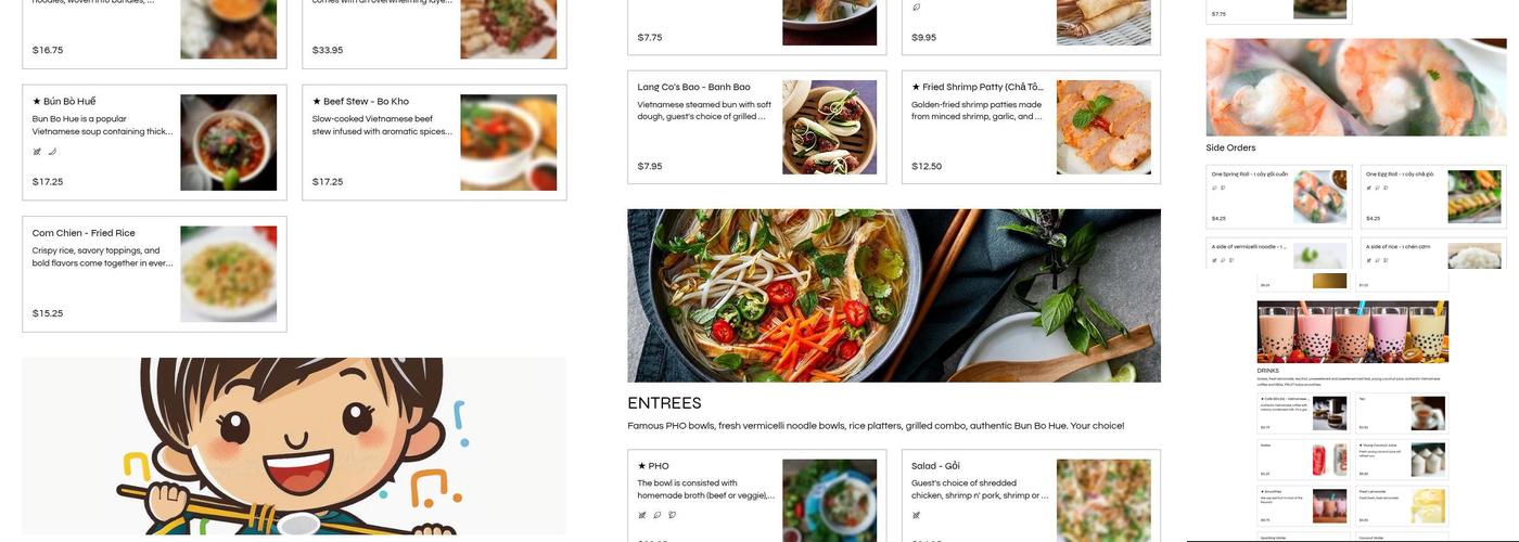 Phở Lăng Cô Menu