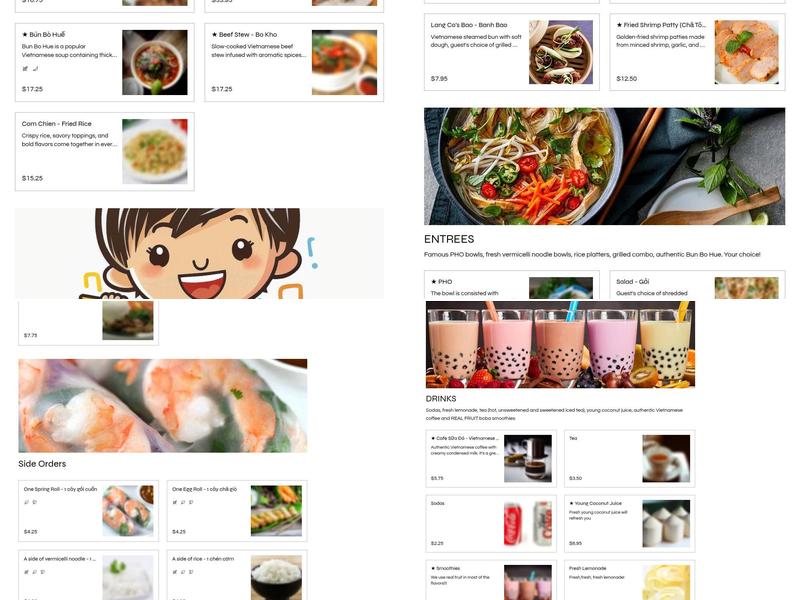 Phở Lăng Cô Menu