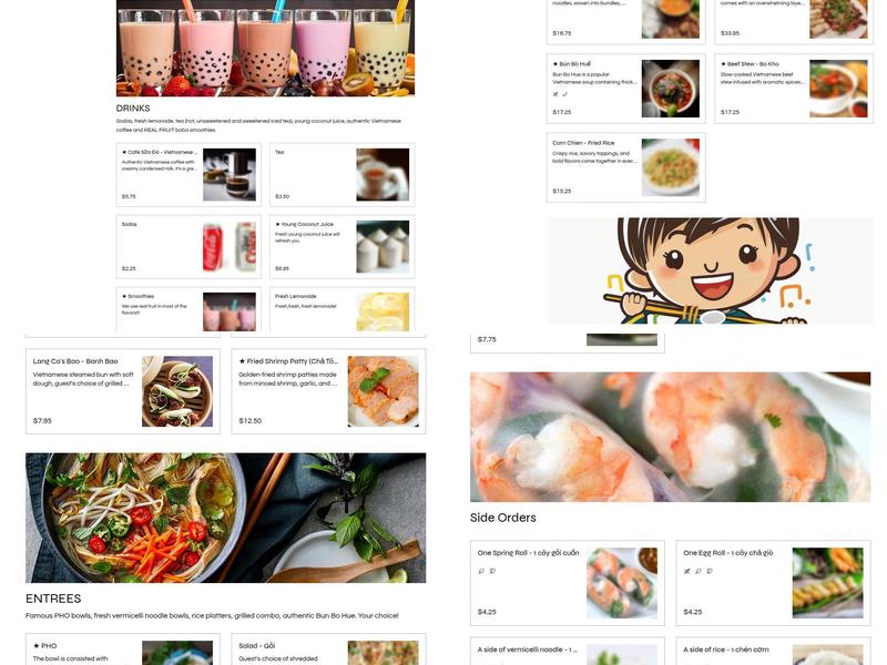 Phở Lăng Cô Menu