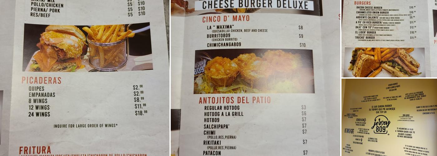 Jersey809 Menu