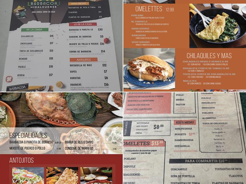 Barbacoa Hidalguense Menu