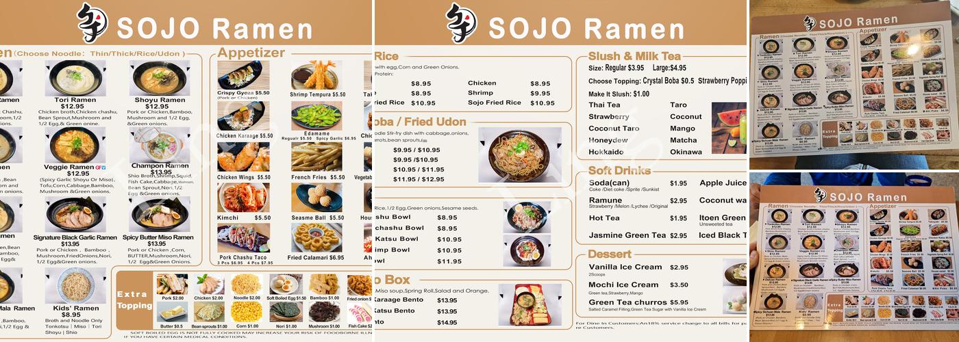 SOJO Ramen Menu