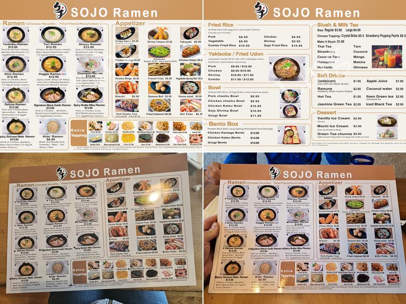 SOJO Ramen Menu