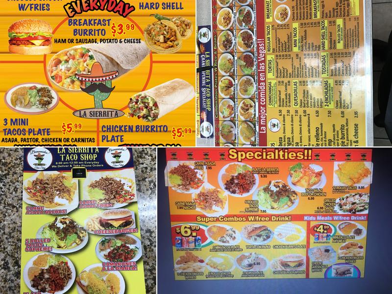 La sierrita taco shop Menu