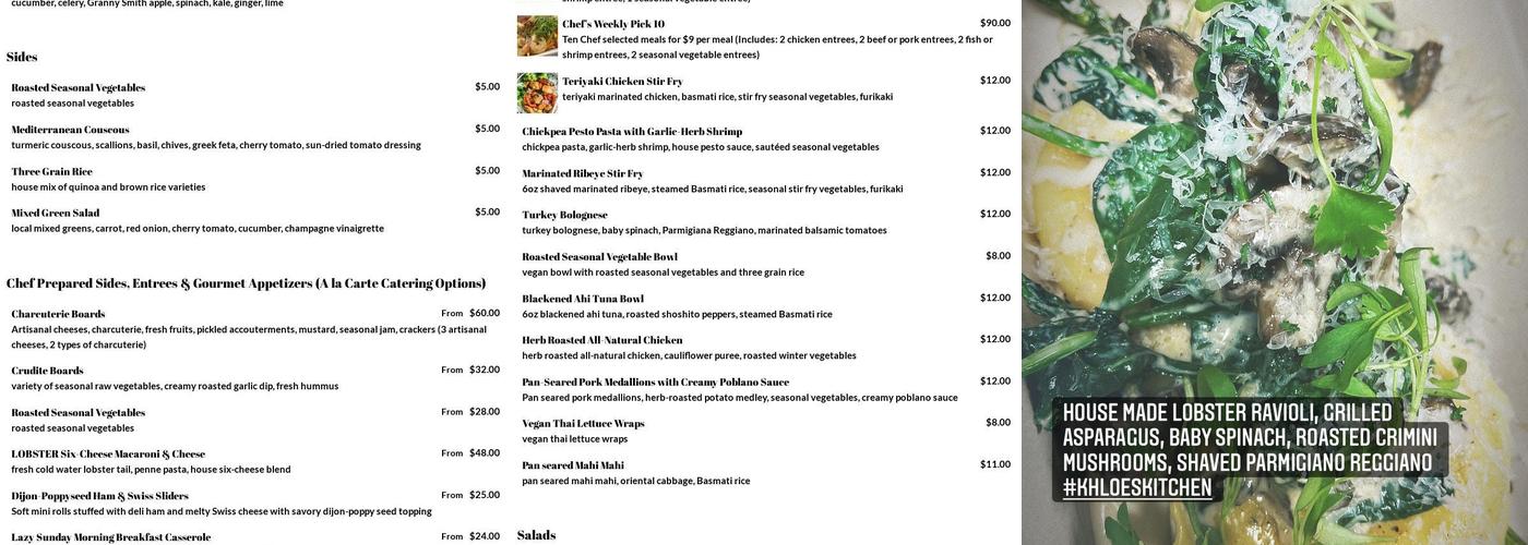 Khloe's Kitchen Menu