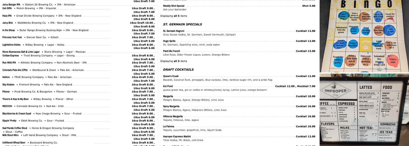 Improper City Menu