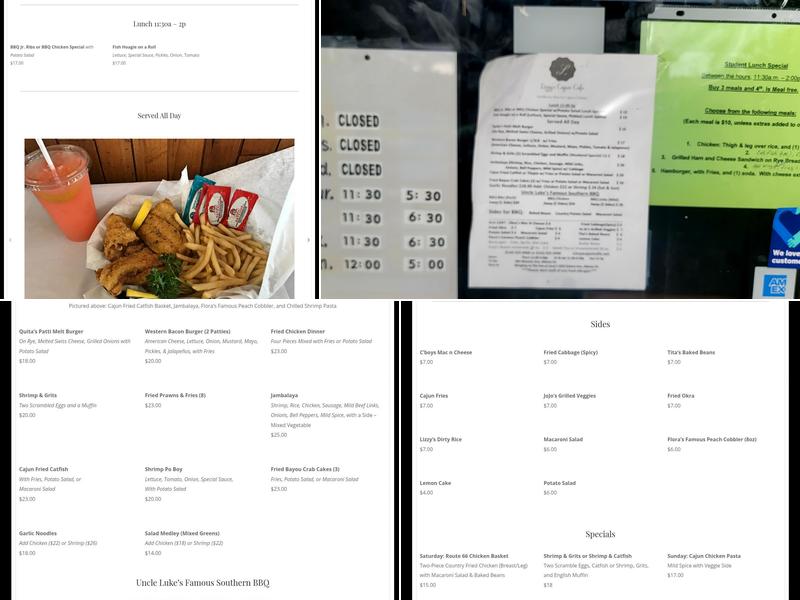 Lizzy's Cajun Cafe Menu