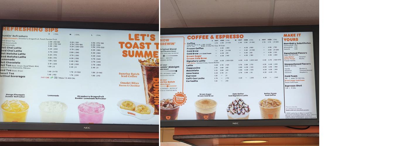 Dunkin' Menu