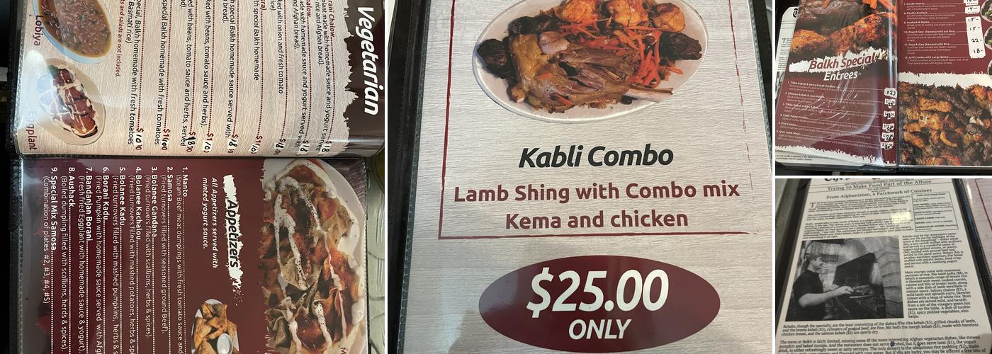 Balkh Shish Kabab House Menu