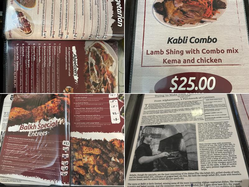 Balkh Shish Kabab House Menu