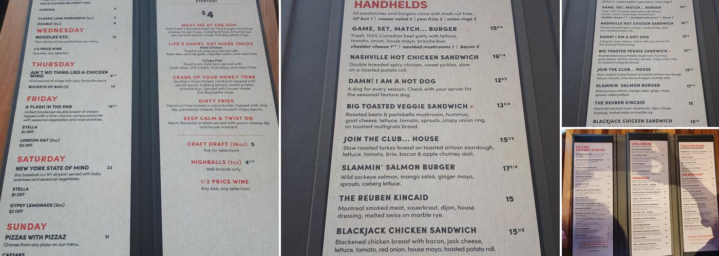 Match Eatery & Public House - Chatham Menu