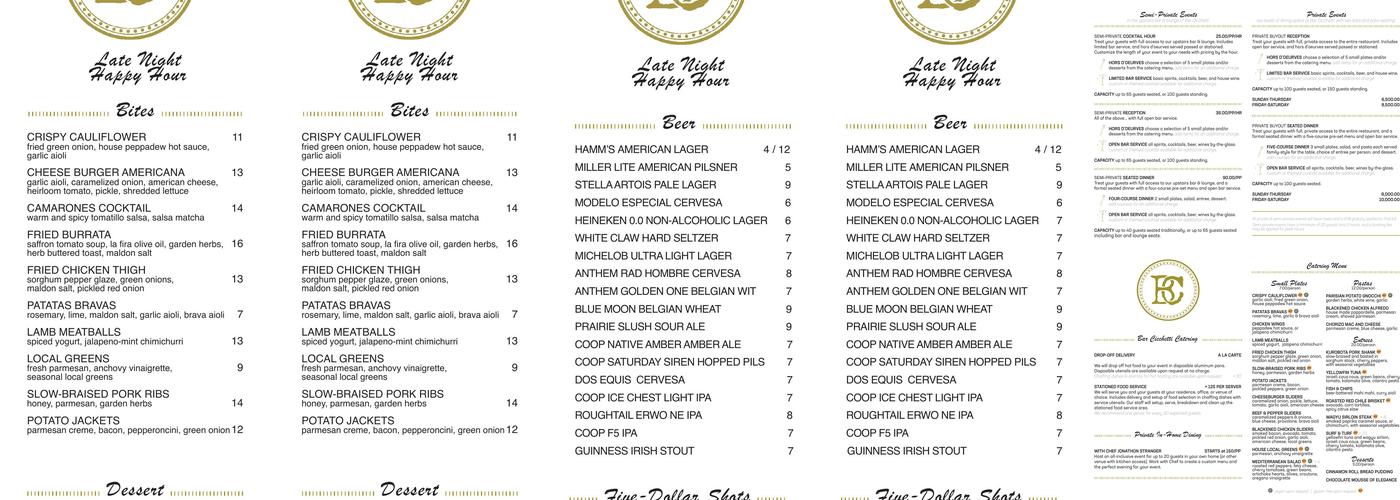 Bar Cicchetti Menu