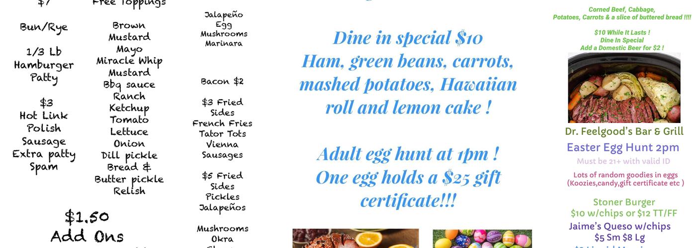 Dr. Feelgood's bar & grill Menu