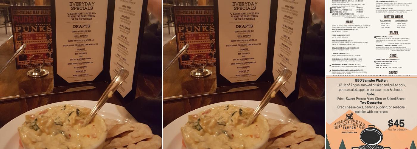 Goosetown Tavern Menu
