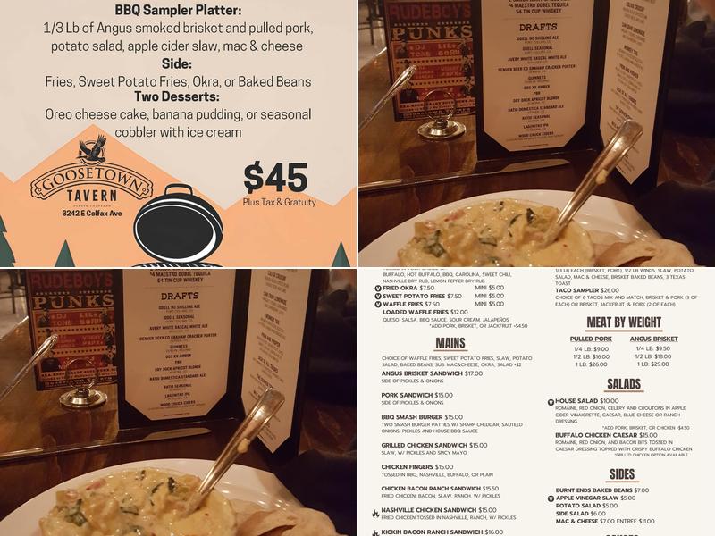 Goosetown Tavern Menu