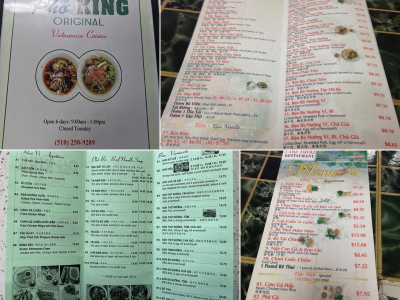 Pho King Menu