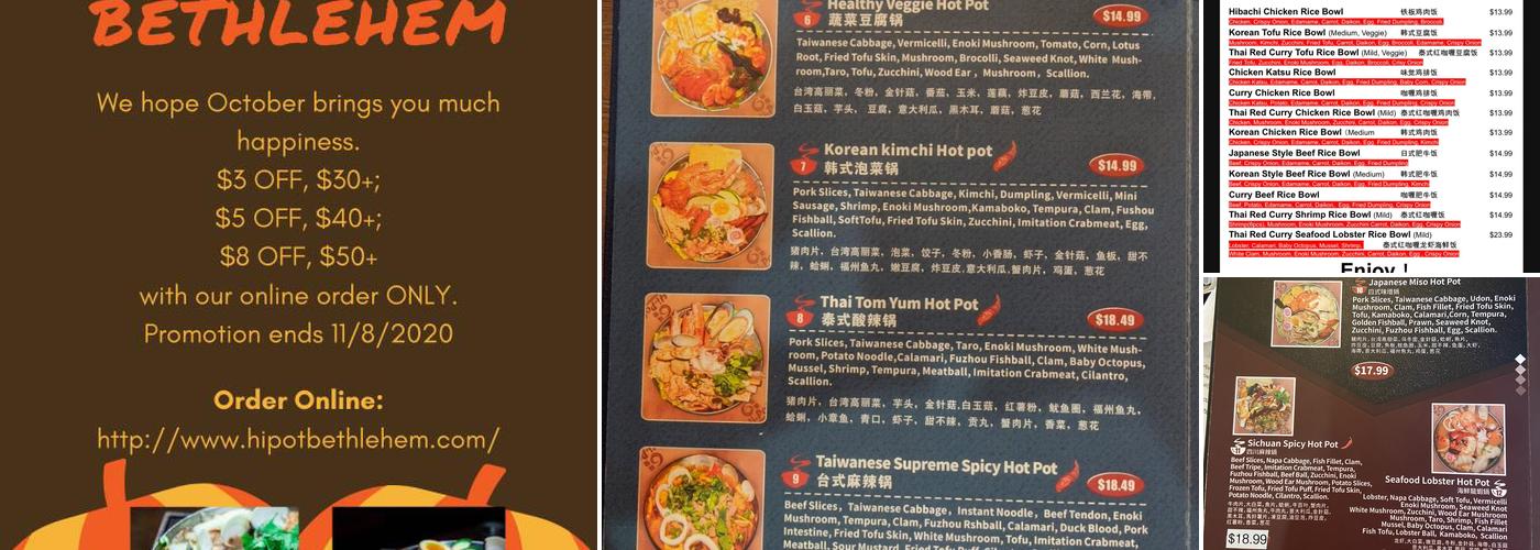 Hi Pot - Bethlehem Menu