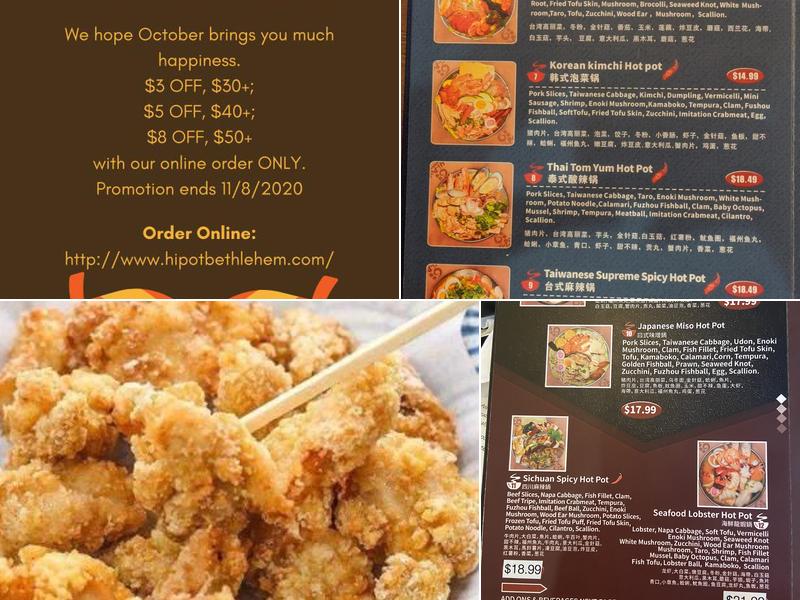 Hi Pot - Bethlehem Menu