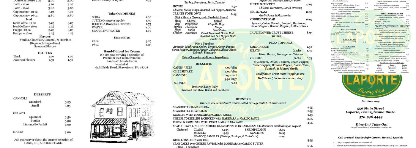 Laporte Cafe & Trading Post (Est. June 2019) Menu