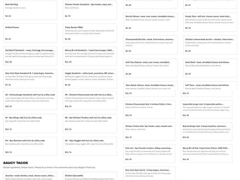 D&L's Hood Good Food Menu