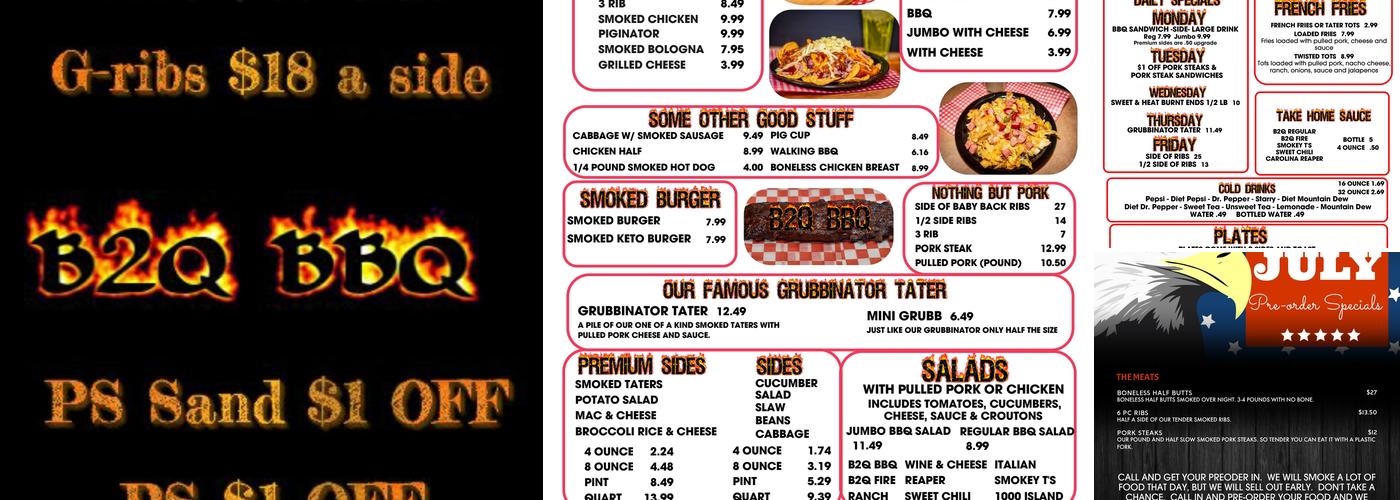 B2Q BBQ Menu