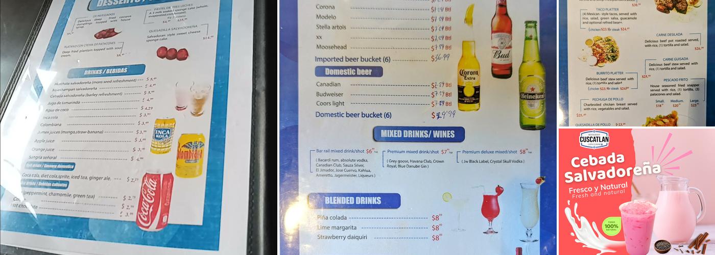 Cuscatlan Menu