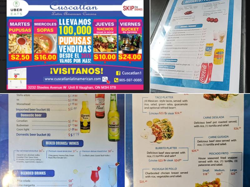 Cuscatlan Menu