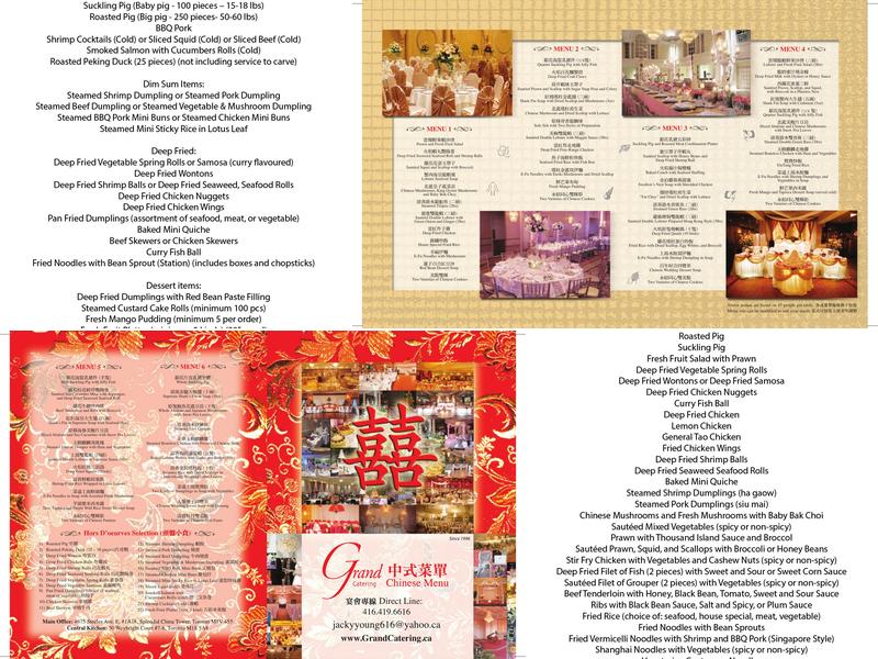 Grand Catering Menu