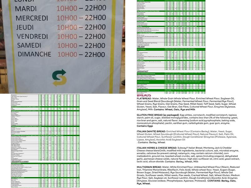 Subway Menu