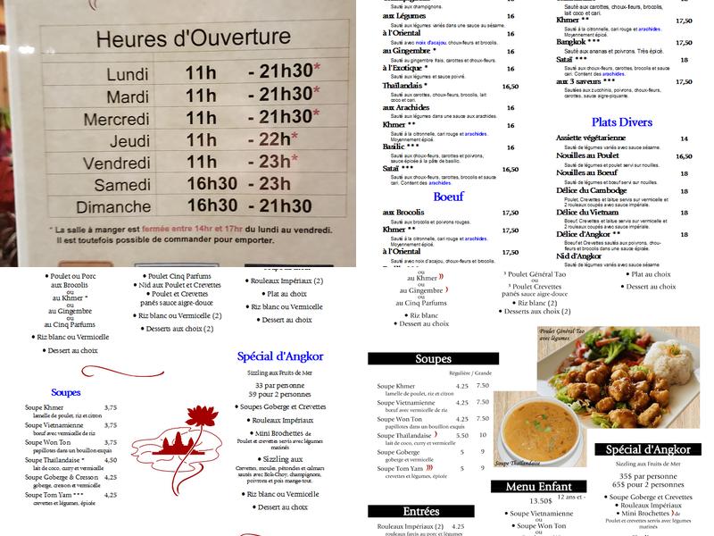 Lotus D'Angkor Menu