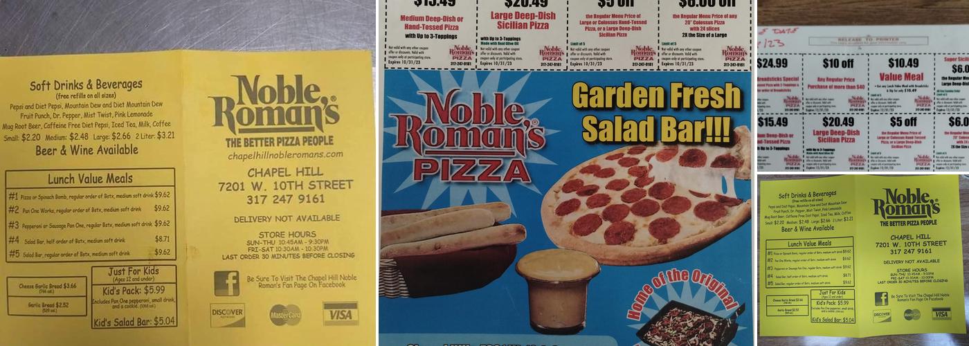 Noble Roman Pizza Menu