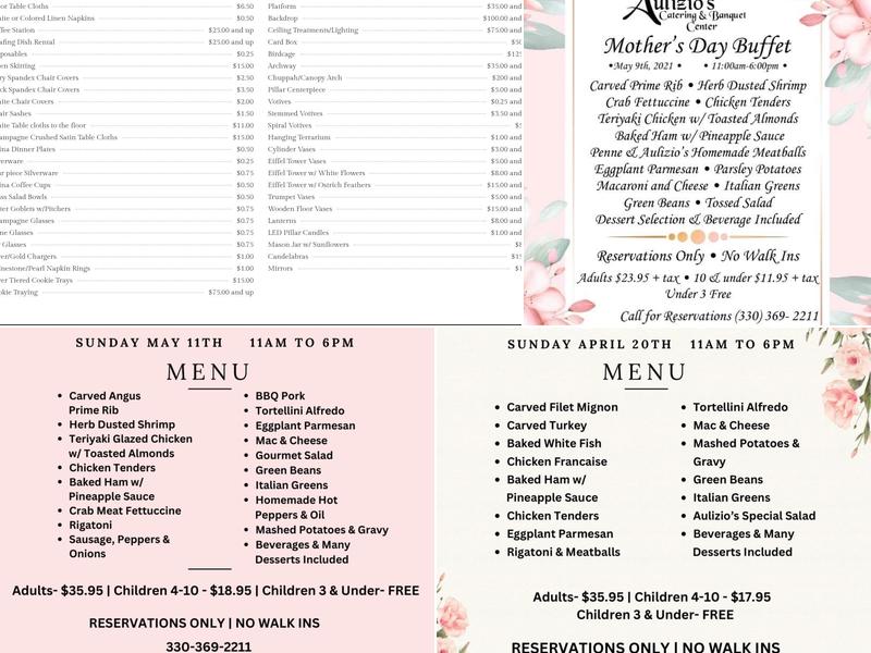 Aulizio's Catering & Banquet Center Menu