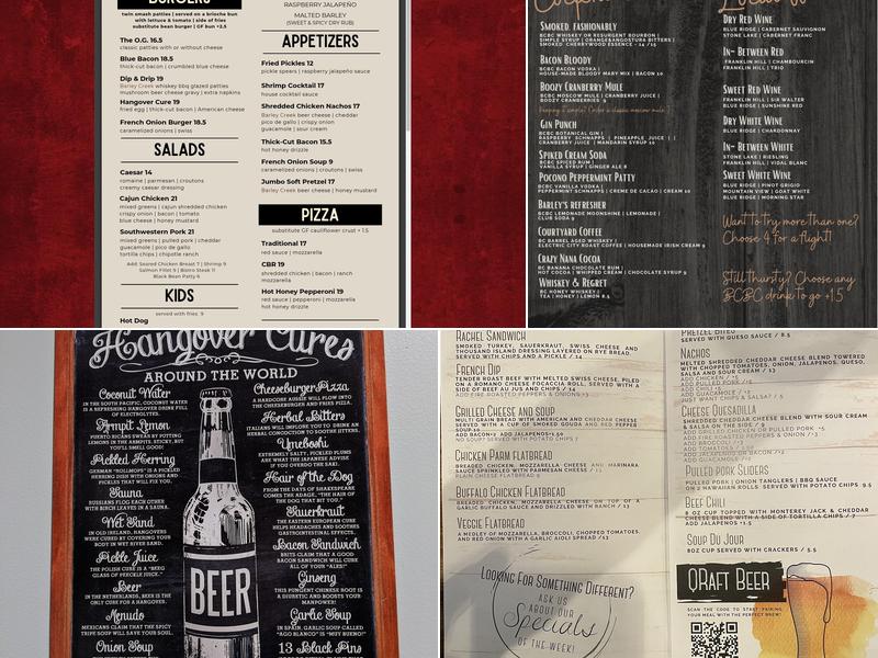 Barley Creek Taproom Menu