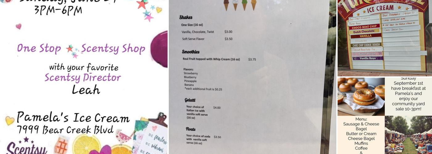 Pamala's Ice Cream Menu