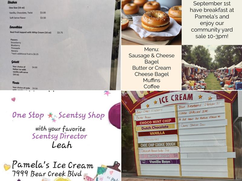 Pamala's Ice Cream Menu