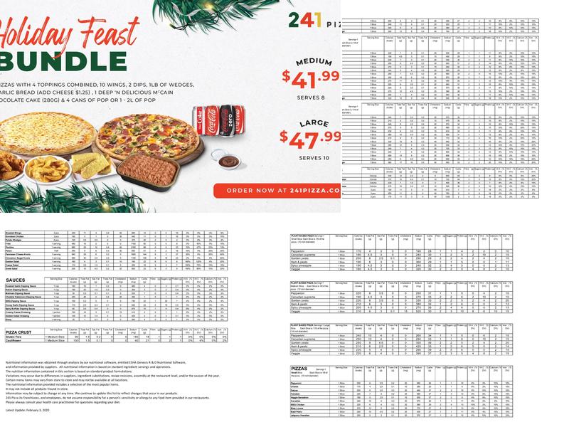 241 Pizza Menu