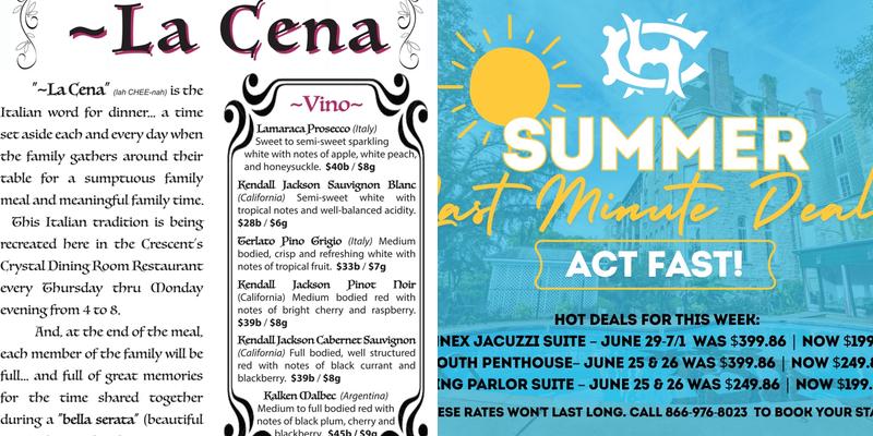 Crescent Hotel Sunday Brunch Menu