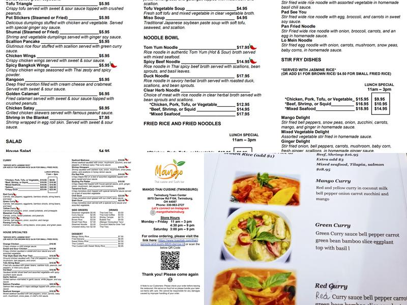 Mango Thai Cuisine Menu