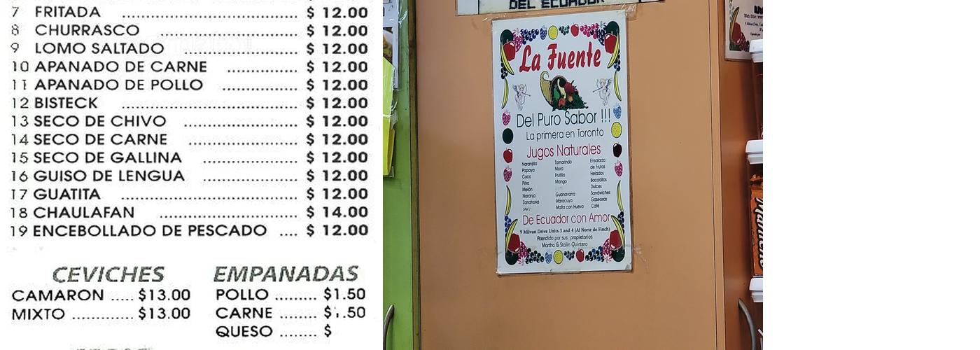 El Comedor Popular Ecuatoriano Menu