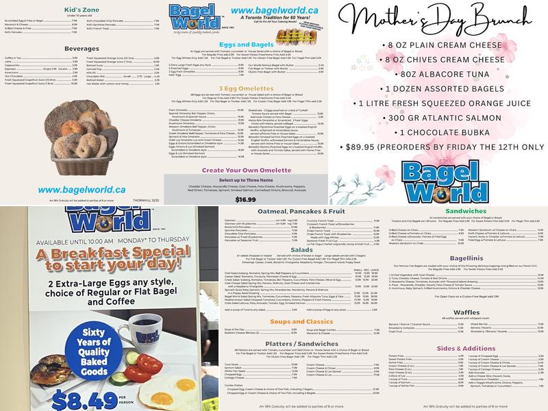 Bagel World Menu