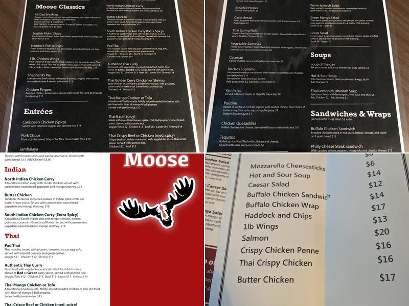 Tipsy Moose Pub Menu