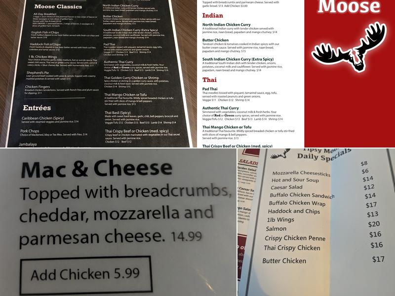 Tipsy Moose Pub Menu