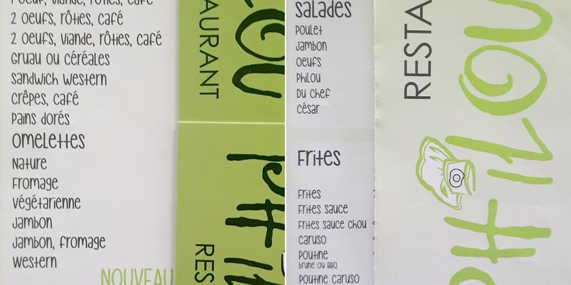 Restaurant chez Philou Saint-Raymond Menu