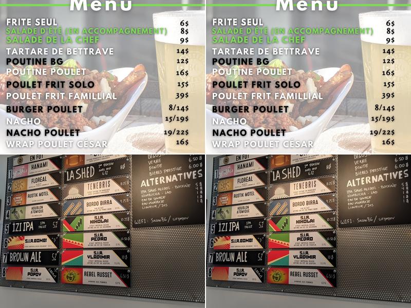 BG Brasserie Urbaine Menu